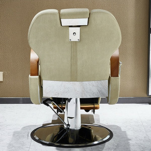 Fauteuil de Barbier Moderne Hydraulique Inclinable pour Salon, Siège Rembourré pour Studio de Coiffure avec Accoudoirs en Bois - Product Image 6