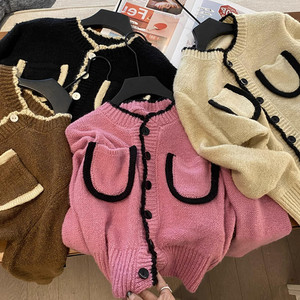 2024 printemps nouveauté à manches longues Cardigan simple poitrine à la mode femmes pull manteau décontracté grande taille solide automne/hiver - Product Image 6