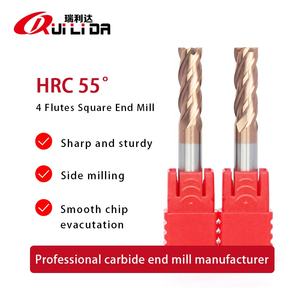 Fresa a Testa Piatta in Carburo Solido RLD di Alta Qualità HRC55, 4 Taglienti, 8x60mm, per Metallo CNC, OEM per Ghisa - Product Image 2