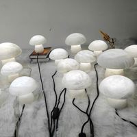 Lampe de table rétro en marbre naturel, lampe de chevet champignon en albâtre espagnol