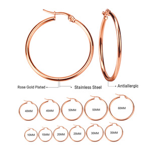 <b>Hoop</b> Earrings 60mm Gold Plated Stainless Steel Women Fashion Party Jewelry <b>Large</b> Circle Earrings Statement Accessories - Product Image 3