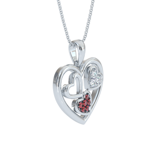 Colgante de Corazón Tricolor en Plata de Ley 925 con Baño de Oro, Rodio y Oro Rosa, con Circonitas Cúbicas y Cadena para Mujer, Ideal para Compromiso o Boda - Product Image 5
