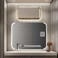 Miroirs de salle de bain modernes à prix d'usine, éclairés par LED 3 couleurs, avec fonction anti-buée, coins arrondis, interrupteur tactile, design rectangulaire, montage mural