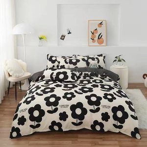 Parure de lit imprimée en coton doux <span class=keywords><strong>et</strong></span> agréable pour la peau à l'aloe vera, ensemble de couette brossée quatre pièces - Product Image 2