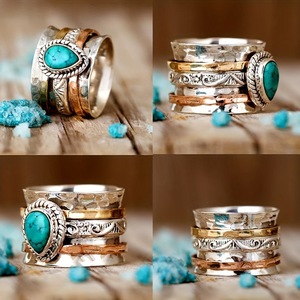 Bague vintage turquoise <span class=keywords><strong>style</strong></span> western, manchette ajustable Emily avec concho et motif Squash Blossom, <span class=keywords><strong>style</strong></span> <span class=keywords><strong>bohème</strong></span>, pour <span class=keywords><strong>mariage</strong></span> ou cadeau - Product Image 5