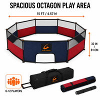 Terrain de jeu de Gaga Ball octogonal portable de 15 pieds, pliable, pour l'intérieur et l'extérieur, avec structure légère et mince en poteaux