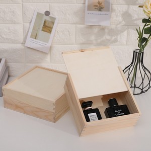 Solid Wood <b>Storage</b> <b>Box</b> Rectangle Natural Color Covered <b>Drawer</b> Style Packaging <b>Box</b> For Gift Souvenir - Product Image 1