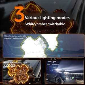 Projecteur <span class=keywords><strong>LED</strong></span> tout-terrain super lumineux de 5 pouces avec anneau halo ambre DRL 4x4 pour Jeep Wrangler, camion, poteau A, <span class=keywords><strong>lampe</strong></span> de conduite auxiliaire de toit - Product Image 4
