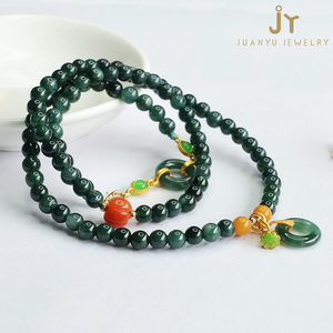 Birmanie Jadéite <span class=keywords><strong>Collier</strong></span> Avec Glands Véritable Pierre Ronde Donut Jade <span class=keywords><strong>Collier</strong></span> De Perles Pour Les Femmes Bleu Myanmar Jade Perles <span class=keywords><strong>Collier</strong></span> - Product Image 3