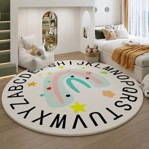 Alfombra Circular Arcoíris, Linda Alfombra Antideslizante para Cuarto de Niños, Sala de Juegos, Alfombra Educativa Lavable para el Hogar - Product Image 3
