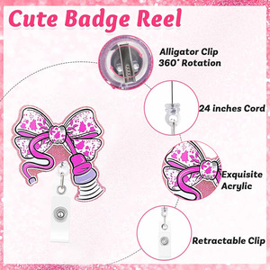   Badge en acrylique en forme de col de cygne avec clip rotatif et boucle à tirage facile pour badges nominatifs et cartes d'identité hospitalières. - Product Image 2