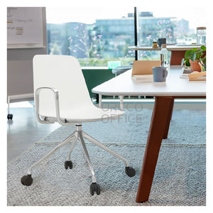 Oficina escuela biblioteca beige recepción sala de conferencias escritorio ergonómico giratorio reposabrazos visitante tapicería Silla de tareas para reuniones - Product Image 6