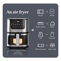 Friteuse à air électrique haute performance avec fenêtre de visualisation, boutons tactiles, multifonctionnelle, sans huile, pour la cuisine quotidienne en famille