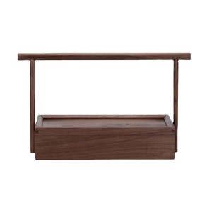 Caja de almacenamiento de madera maciza de nogal negro, caja de repostería de estilo retro chino, caja de madera con tapa para transportar, caja de almacenamiento con asa. - Product Image 5