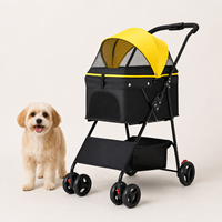 Poussette pliable imperméable et confortable pour animaux de compagnie (chats et chiens), pliage à une main, 4 roues pivotantes à 360°, légère, portable, OEM