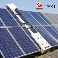 Robot de nettoyage solaire sur rail télécommandé pour panneaux photovoltaïques, nettoyeur linéaire pour panneaux solaires, dispositif de nettoyage à sec/humide 6-8h