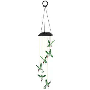 חדש שמש Hummingbird LED פעמוני רוח אור חי צבע שינוי עמיד למים רוח פעמון מנורת Creative תליית פעמוני רוח מנורה