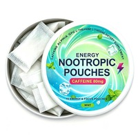 Pochettes de caféine OEM sans nicotine, gommes énergétiques, pochettes nootropiques, supplément pour la concentration cérébrale, marque privée pour la vente au détail