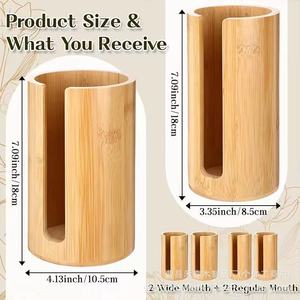 Bamboo Mason <b>Jar</b> Lid Organizer Cylinder Stackable <b>Storage</b> Holder <b>for</b> <b>Kitchen</b> Use - Product Image 3