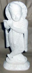 Statue de Krishna en marbre blanc avec vache indienne meilleur exportateur de statues de dieu indien pour la décoration de la maison avec marbre de haute qualité - Product Image 2