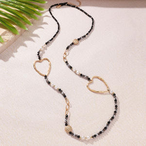 אופנה סיטונאית אישית אופנה משובח נשים יוקרה מעצב חדש בעבודת יד לב בעבודת יד שחור ארוך קריסטל - Product Image 2