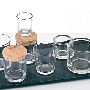 Clear 3oz 4oz 6oz 8oz 10oz 12oz 14oz 15oz 16oz Straight Bottom Base Glass Candle Jars com tampas Atacado