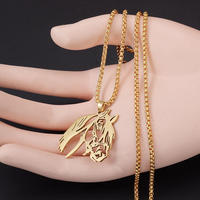 Mode acier inoxydable creux tête de cheval pendentif collier mignon Animal chaîne hommes décontracté esprit équestre Collection