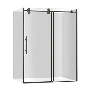 Custom Made Matte Black Shower Door Hotel Luxury Framed 8mm Square Shape Tempered Glass Indoor Shower Box