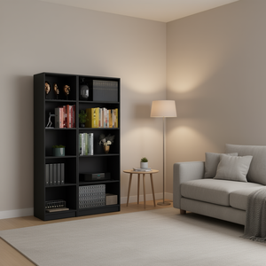 Set di Librerie Nere per Soggiorno, Scaffale Modulare Moderno a 8 Ripiani per Uso Domestico - Product Image 2