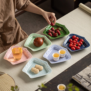 Assiette à fruits en céramique carrée, porcelaine de luxe, rétro, pour mariage - Product Image 2