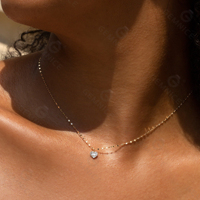 Perhiasan Fashion Gemnel Grosir Kalung Choker Baguette Hati Perak Sterling 925 Berlapis Emas 14k