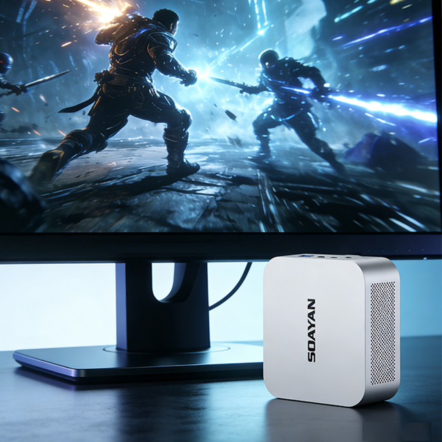 Mini PC AMD Ryzen 5 6600HS 6 Core 12GB LPDDR5 512GB NVME SSD Radeon 680M Graphics Windows 11 Pro Desktop Computer PC
