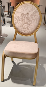 Chaise de restaurant moderne empilable et rembourrée en aluminium doré avec pieds coniques pour hôtel, café et banquets - Product Image 6