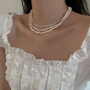 Collar Gargantilla Retro Francés de Perlas de Agua Dulce para Mujer Collar de Cuentas de Perlas Joyería Bohemia - Product Image 2