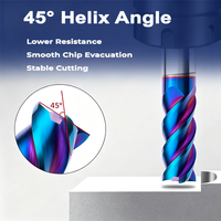 Fraise carrée en carbure monobloc HRC65 à 4 dents avec revêtement Nano Blue pour acier inoxydable, fraiseuse CNC