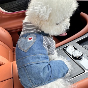 ציוד לחיות מחמד בגדי חיות מחמד חדשים וחמודים 2026 מכנסי ג'ינס לריצה לכלבים אוברולים לכלבים פיג'מות בגדי ג'ינס לכלבים לחיות מחמד קטנות - Product Image 4