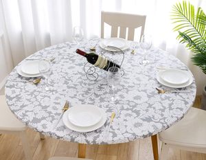 Huihe High Quality Qound <strong>Circle</strong> Grey and White Tie Dye Table Cloth Roll Plastic Plastic <strong>Tablecloth</strong> for Catering - Product Image 1