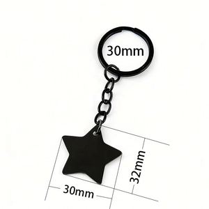 Personalized <b>Customization</b> Laser Engraving logo Printing Stainless Steel Photo Pentagram Blank Material Metal <b>Keychain</b> - Product Image 2