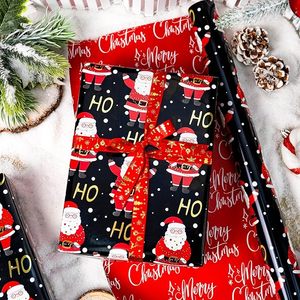 Christmas Wrapping <b>Paper</b> Blacj double-sided wrapping <b>paper</b> Santa Claus <b>pattern</b> wrapping <b>paper</b> for holiday decoration - Product Image 1