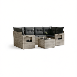 Conjunto de Sofás de Jardín de Ratán para 6 Personas, Muebles de Exterior Resistentes a la Intemperie, Diseño Contemporáneo - Product Image 1