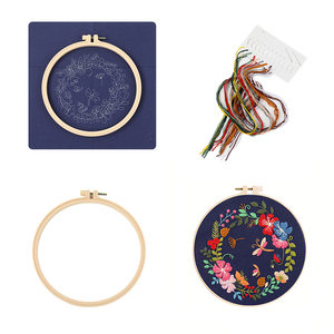 Factory Direct Sale Embroidery Hoop <strong>Cross</strong> <strong>Stitch</strong> Kit Flower Butterfly Dragonfly <strong>Pattern</strong> Cotton Thread Embroidery Wall Art - Product Image 3