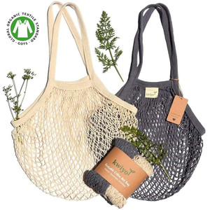 Custom with Logo Screen Printed Large Shoulder <strong>Reusable</strong> Grocery Shopping Tote <strong>Net</strong> Drawstring Produce Organic Cotton Mesh <strong>Bags</strong> - Product Image 5