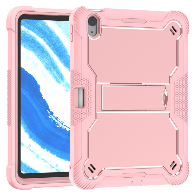 Invisible Foldable Kickstand 4 Corner Silicone Shockproof Pink Color Tablet case for iPad Air 11 2024 2025 Protective Cover