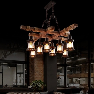 Lustre en <span class=keywords><strong>bois</strong></span> de Style industriel rétro américain, Restaurant, Bar, <span class=keywords><strong>terrasse</strong></span>, café, bateau - Product Image 2
