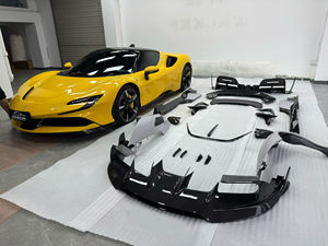 Kit carrosserie Ferrari <span class=keywords><strong>SF90</strong></span> en fibre de carbone sèche MSY : Lame avant, diffuseur arrière, spoiler, jupes latérales, canards, capot moteur - Product Image 6