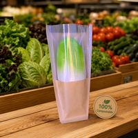 Composteerbare ritssluitingszak, biologisch afbreekbaar, met hoogtransparant venster voor verse producten, groenten, fruit, winkelen, supermarktverpakkingen