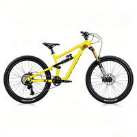 Vélo de montagne élégant à suspension intégrale avec cadre en aluminium bleu-blanc dégradé, freins à disque hydrauliques, 10 vitesses, roues de 27,5 pouces