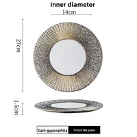 Nouvelle Arrivée 2026 – Ensemble de Plats de Dîner en Céramique Luxe Or Texture Rayonnante Effet Soleil pour Restaurants et Hôtels Haut de Gamme