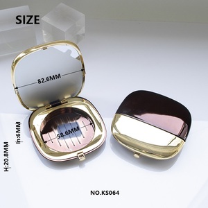 Gold Square Flat Shape Blush Press Powder <strong>Compact</strong> Case Packaging Refill Container <strong>Makeup</strong> with Brush Recyclable ABS Packable - Product Image 3