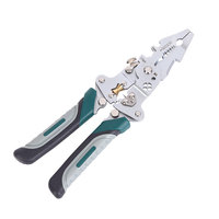 Alicates Plegables Multifunción de Acero Inoxidable para Pelar Cables y Crimpar, en Plata/Gris/Verde Azulado, Hechos en China
